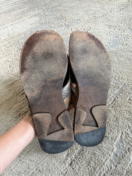 MARK NASON Sandals slides Brown gray Leather Distressed Metallic handmade 10 main image 6